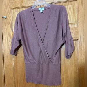 Ann Taylor Loft brown 3/4 sleeve thin sweater with fitted waist